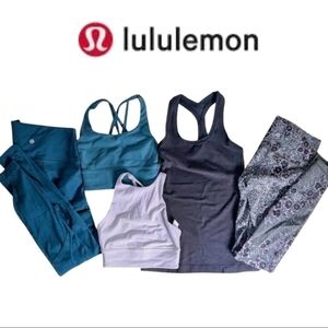 5 piece Lululemon Bundle Size 2 A mix of Teal, Purple Black Lululemon clothing